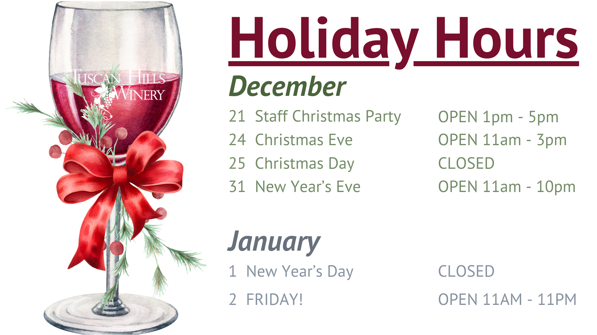 Holiday Hours